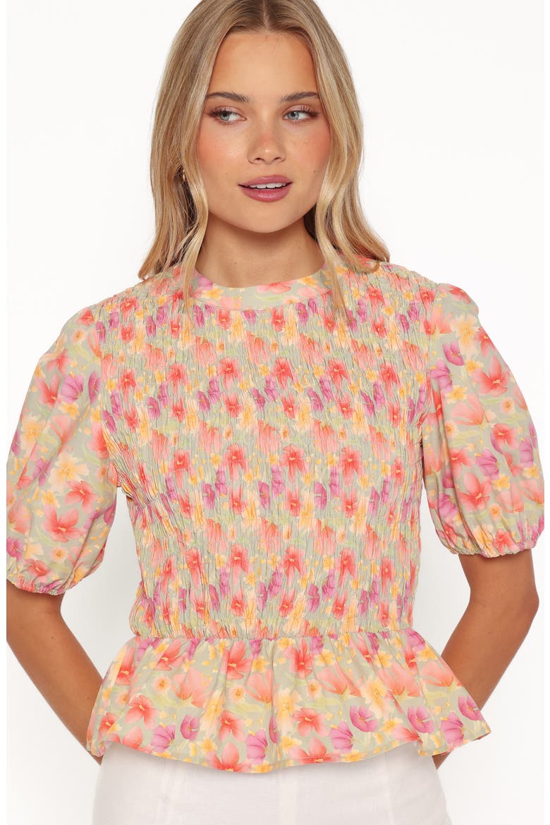 Ross Smocked Cotton Top, Alternate, color, SAGE WILDFLOWER