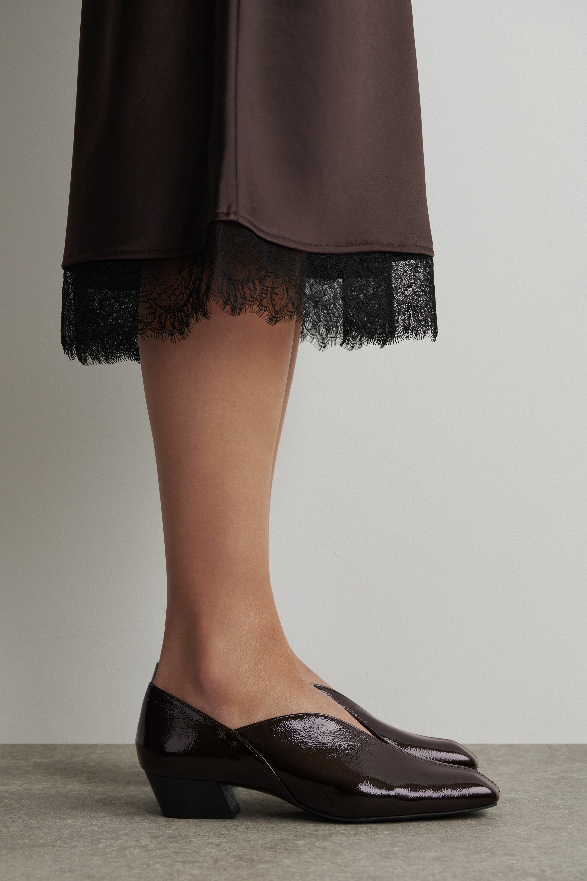 COS Angular Leather Heeled Ballet Flats, Alternate, color, Burgundy