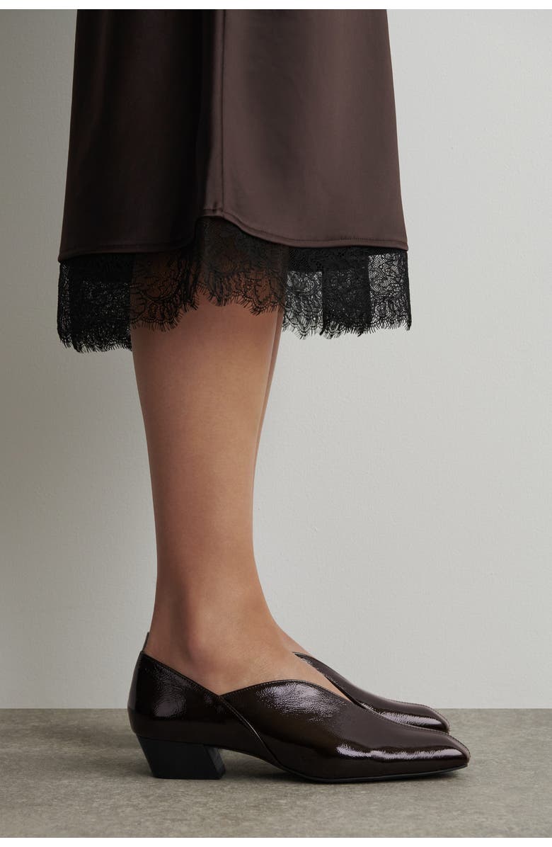 COS Angular Leather Heeled Ballet Flats, Alternate, color, Burgundy