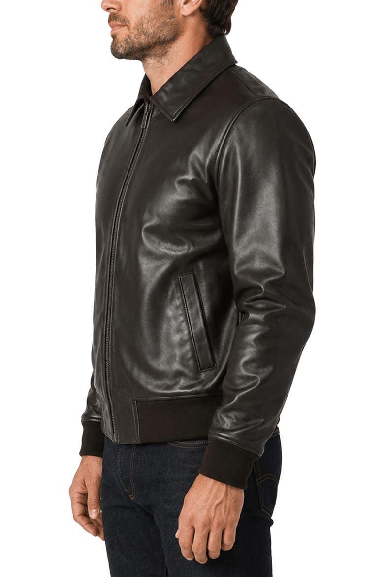 Nappa Lamb Leather Jacket, Alternate, color, DARK BROWN