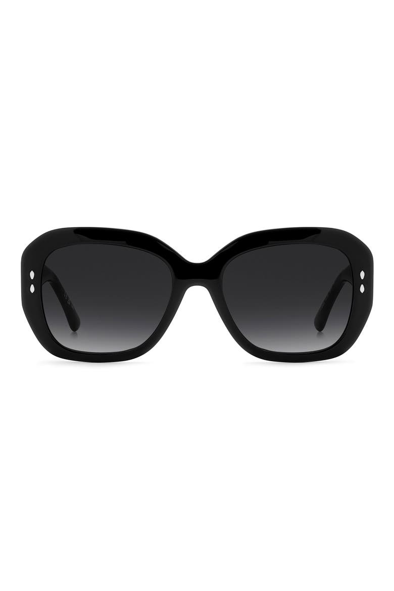 55mm Rectangular Sunglasses, Main, color, BLACK/ DARK GREY SF