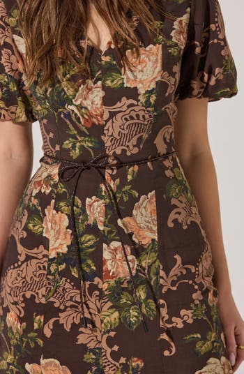 Lavena Floral Puff Sleeve Midi Dress