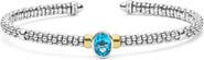 LAGOS Signature Caviar 14k Gold Blue Topaz 8-Inch Cuff