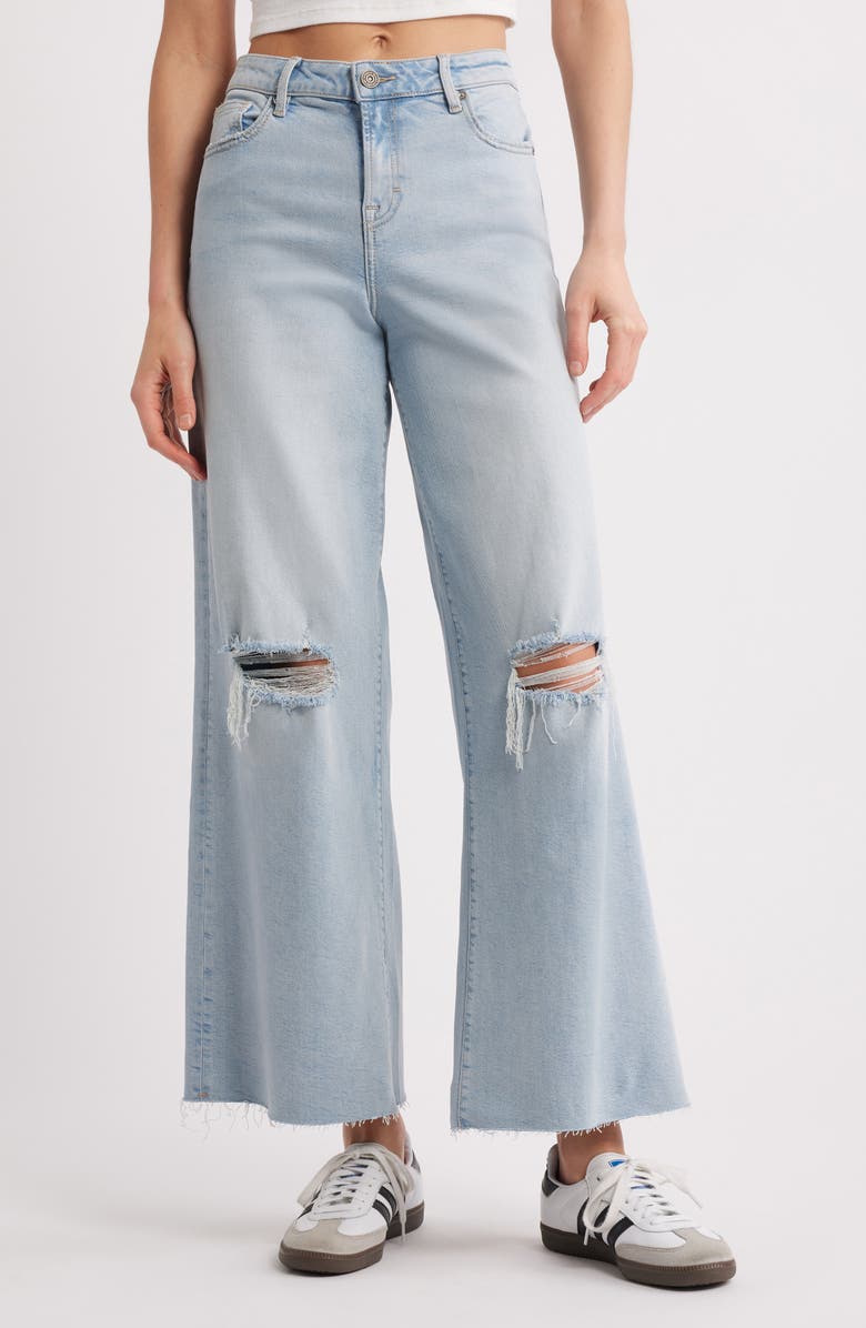 HIDDEN JEANS Distressed Super Wide Leg Jeans, Main, color, Light Wash