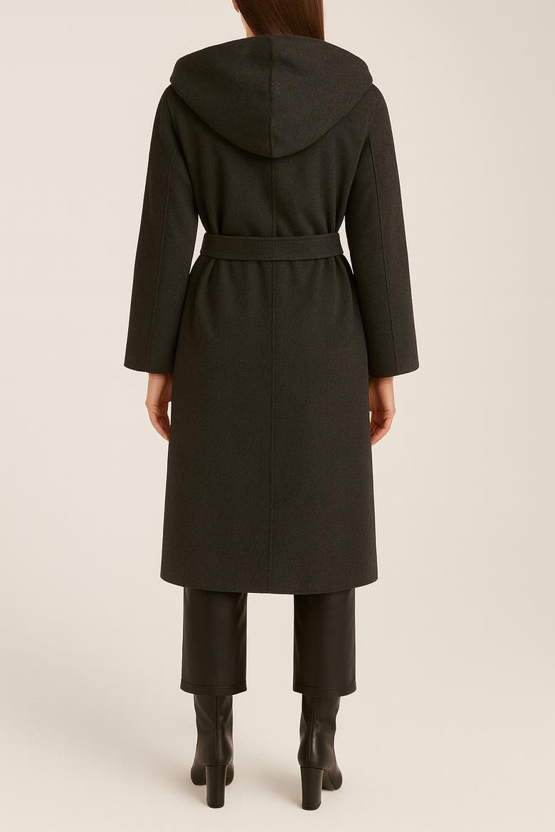 Cashmere Hooded Long Coat, Alternate, color, Charcaol