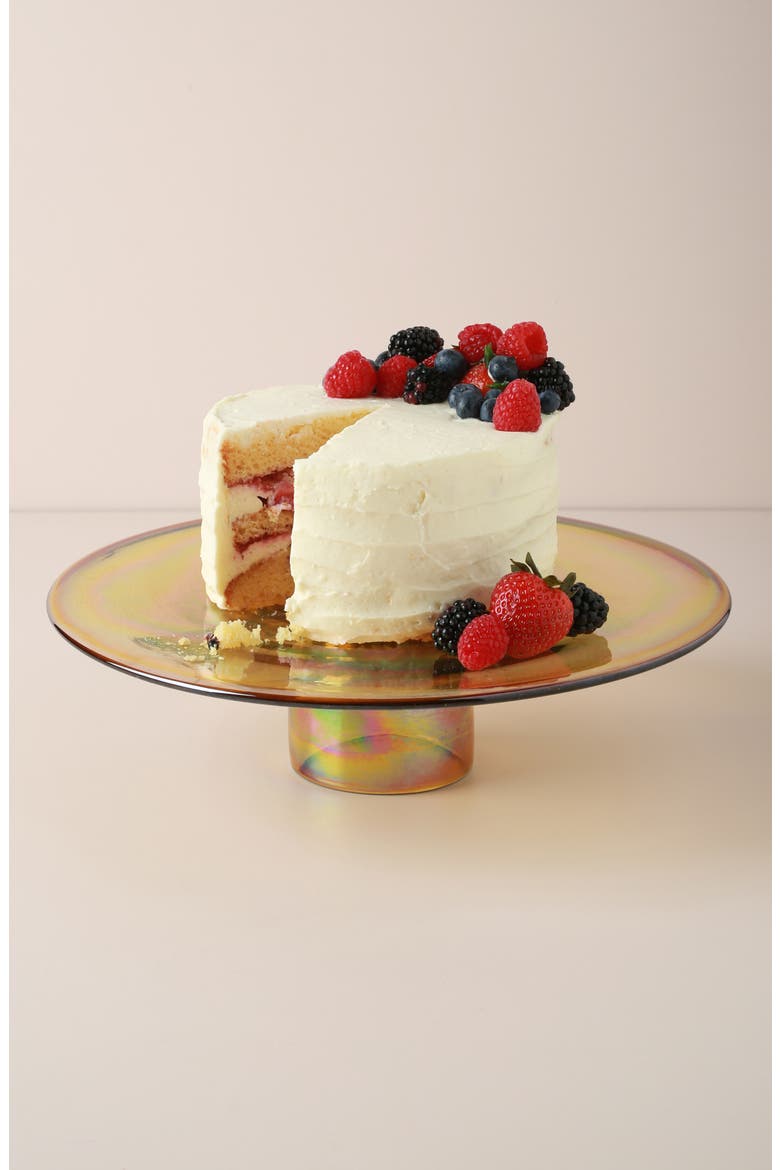 Glass Cake Stand, Alternate, color, AMBER