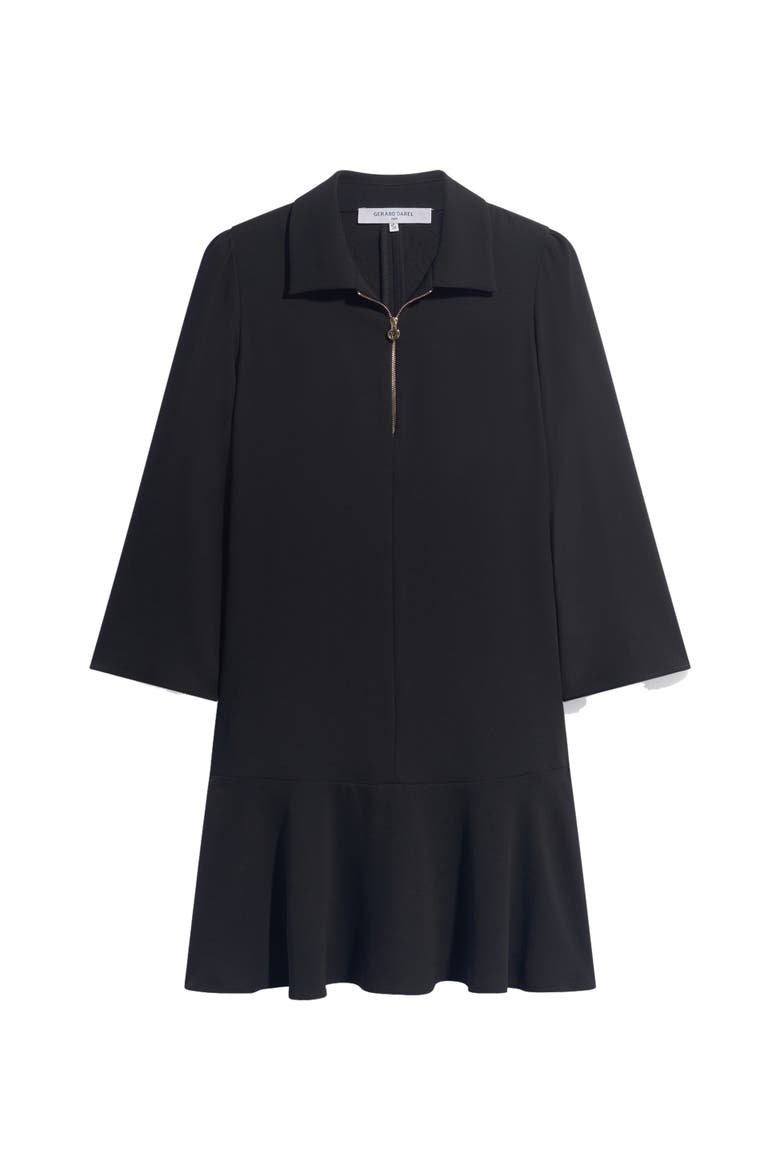 Carla Zip Front Crepe Mini Dress, Alternate, color, Black