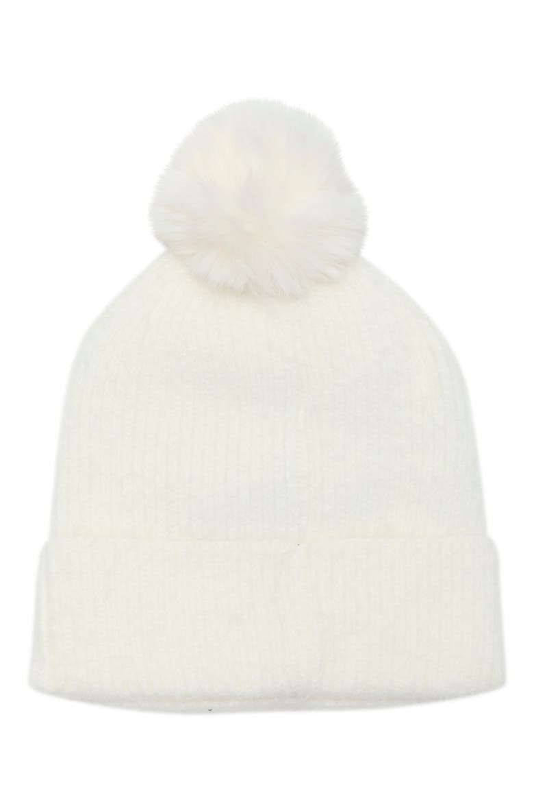 Studded Rib Beanie, Main, color, WHITE