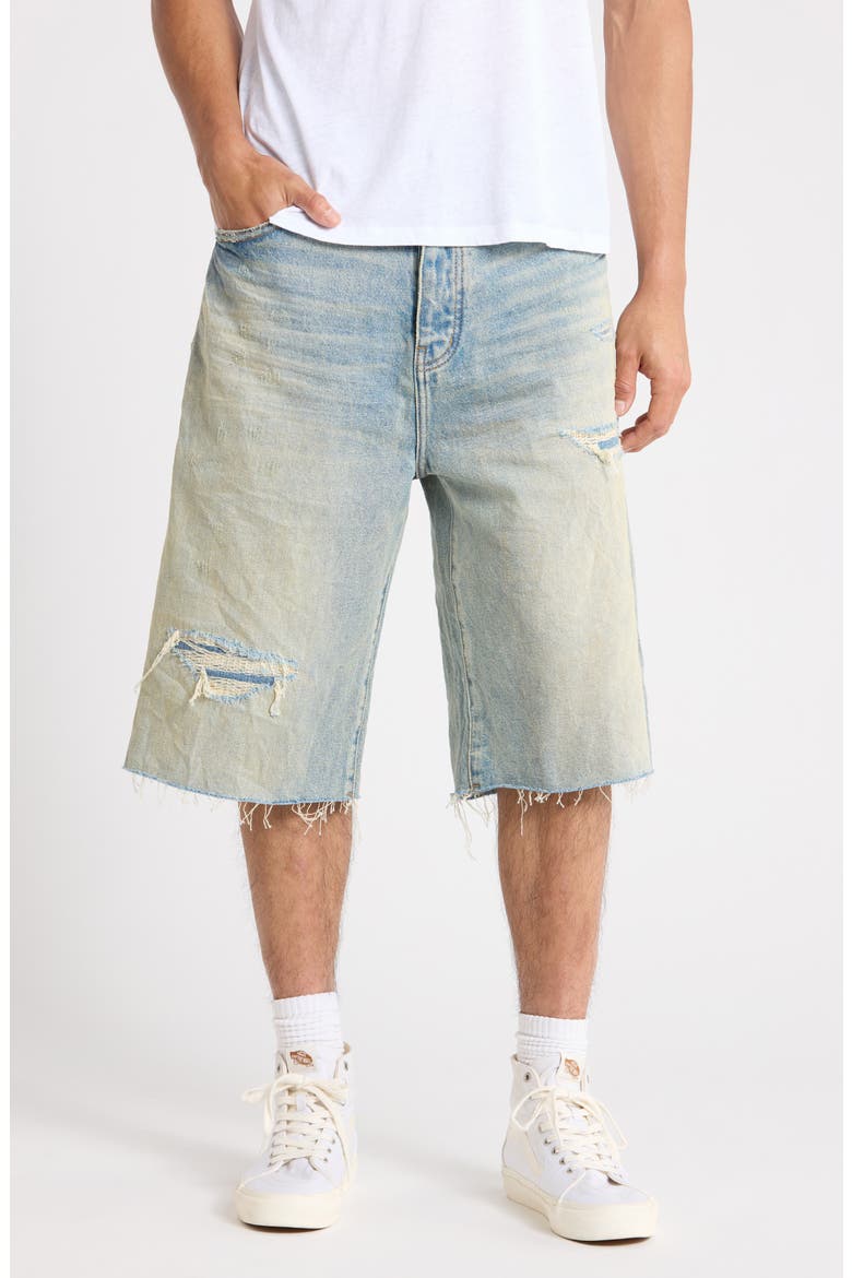 Ripped Relaxed Fit Jean Shorts, Main, color, LIGHT INDIGO