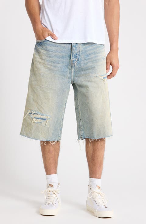 Ripped Relaxed Fit Jean Shorts