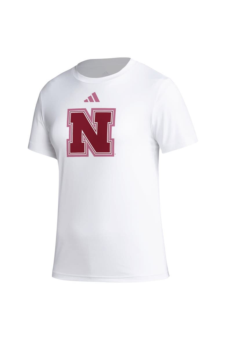 Women's adidas White Nebraska Huskers AEROREADY Breast Cancer Awareness Pregame T-Shirt, Alternate, color, White