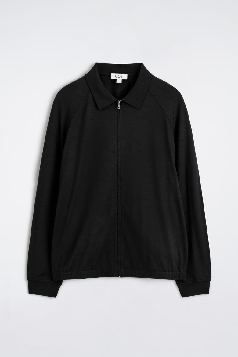 Wool-Jersey Bomber Jacket, Alternate, color, BLACK