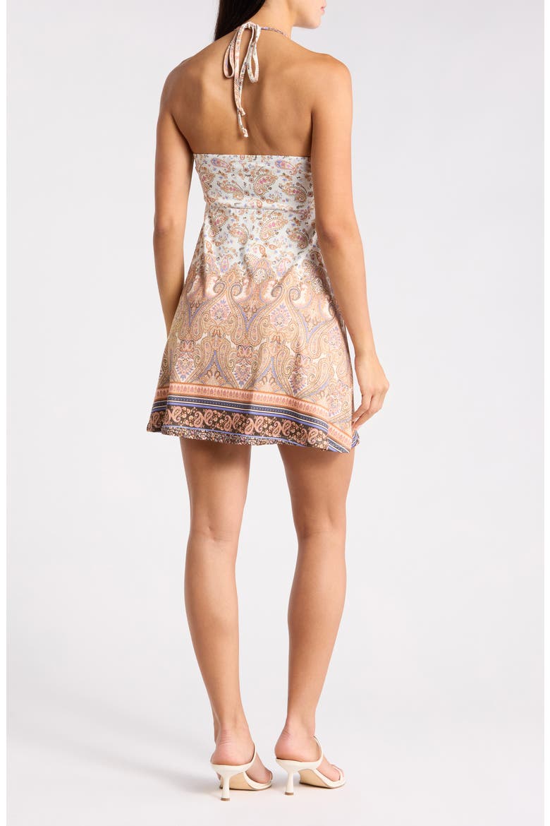 Halter Ruched Babydoll Minidress, Alternate, color, TAUPE COMBO