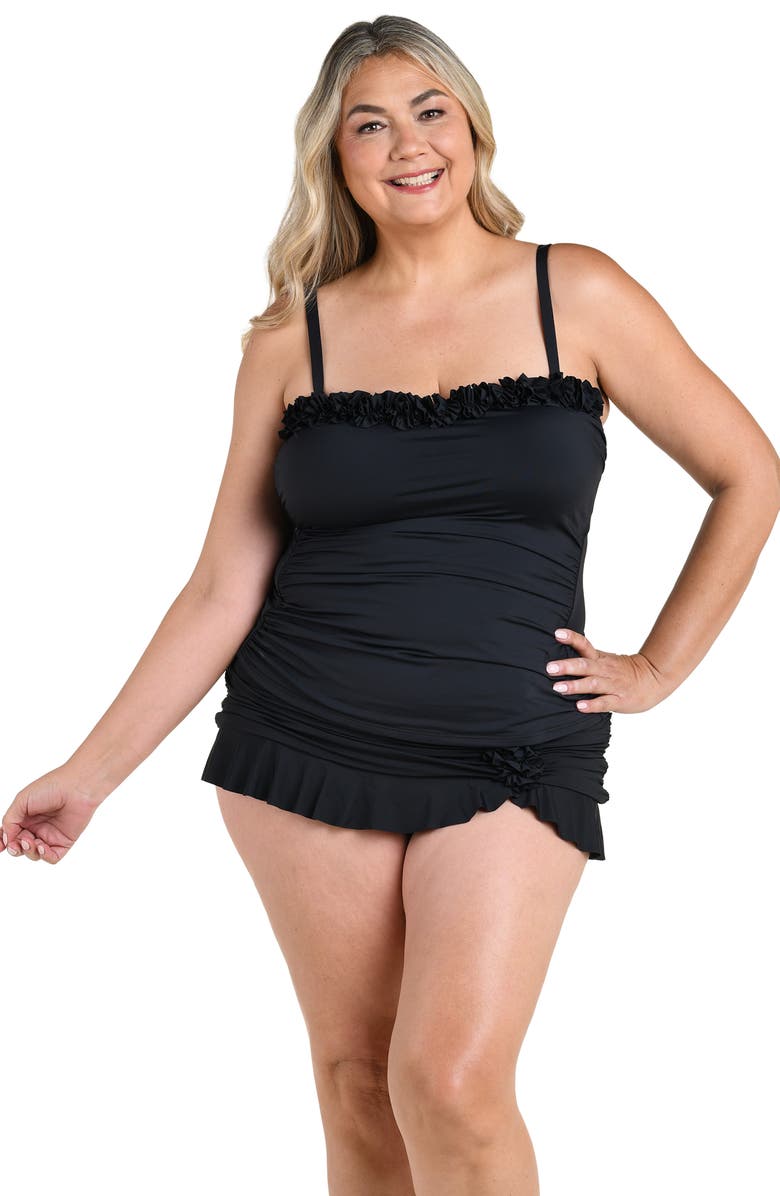 La Blanca Island Goddess Ruffle Tankini Top, Alternate, color, 