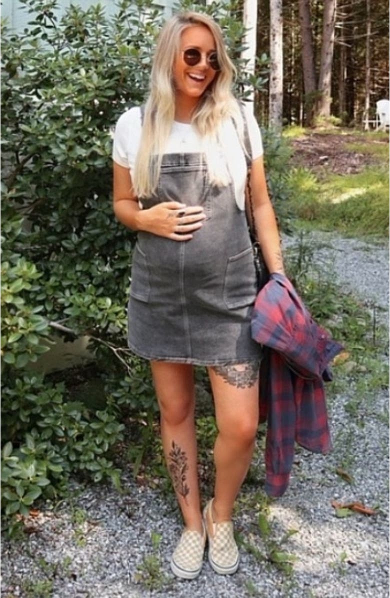 PinkBlush Denim Overall Dress, Alternate, color, Black