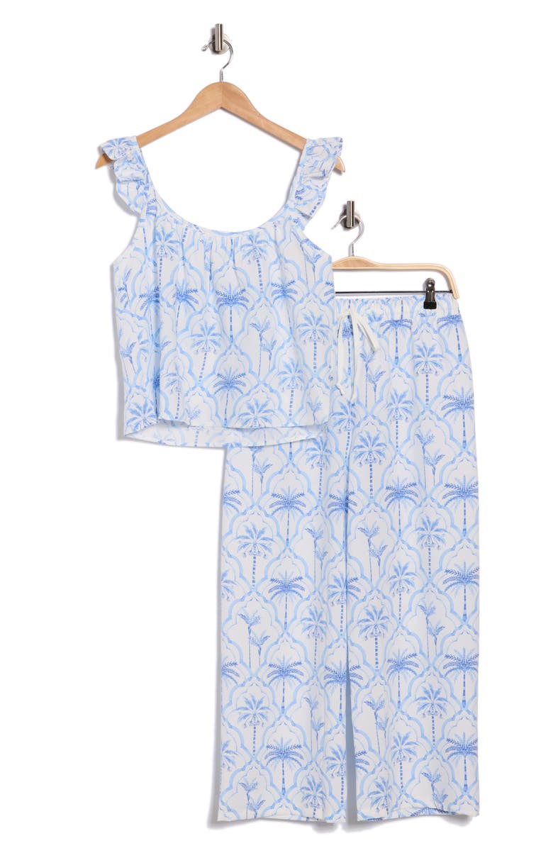 PJ Salvage Ruffle Long Pajamas, Main, color, Ice Blue