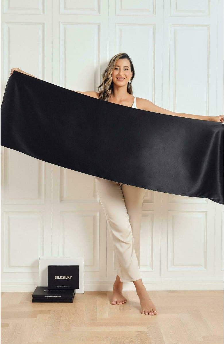 SILKSILKY Pure Silk Solid Color Rectangle Long Scarf/Shawl, Alternate, color, 