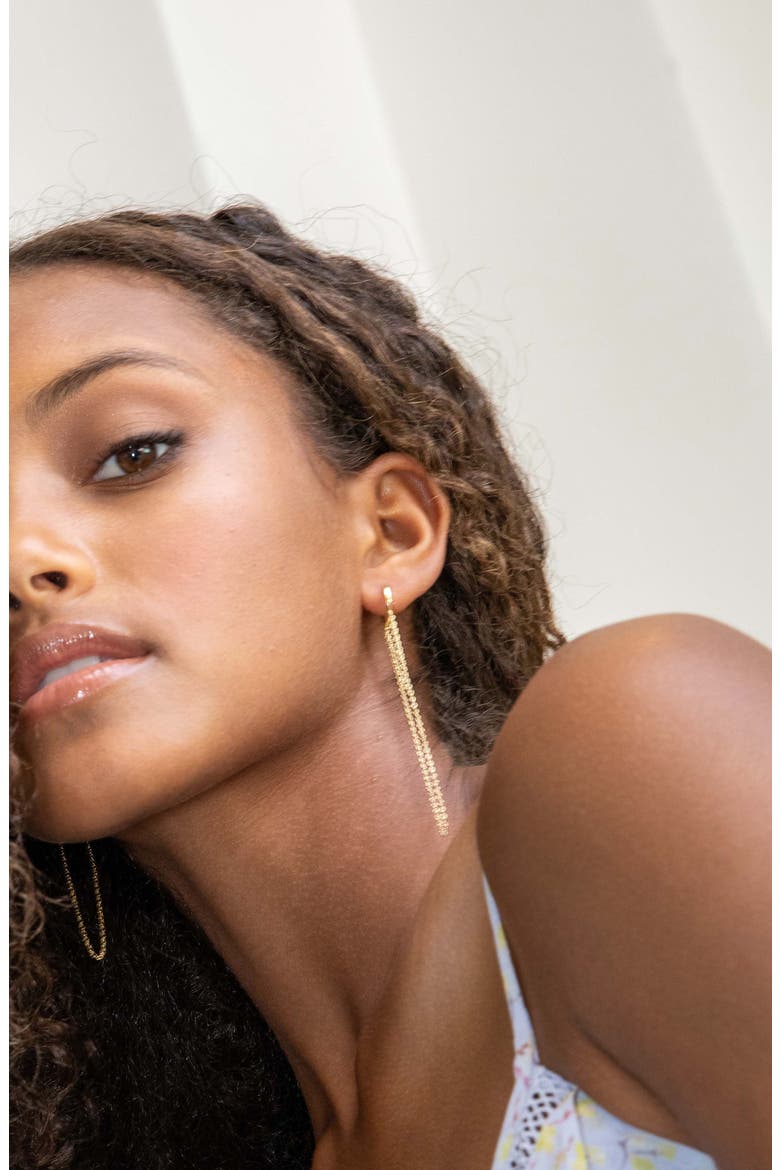 Elmar Huggie Chain Earrings, Alternate, color, YELLOW VERMEIL