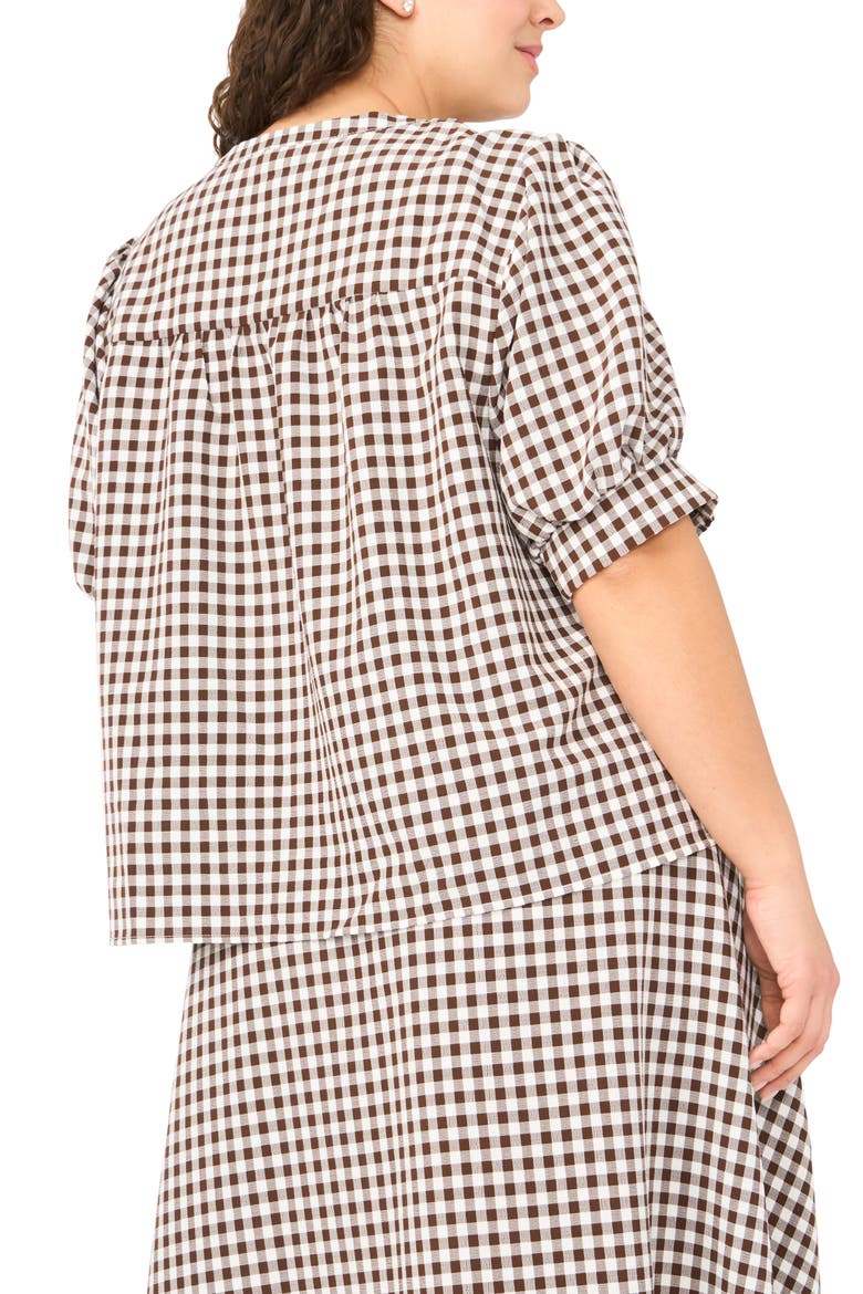 Puff Sleeve Front Button Top, Alternate, color, CHICORY COFFEE
