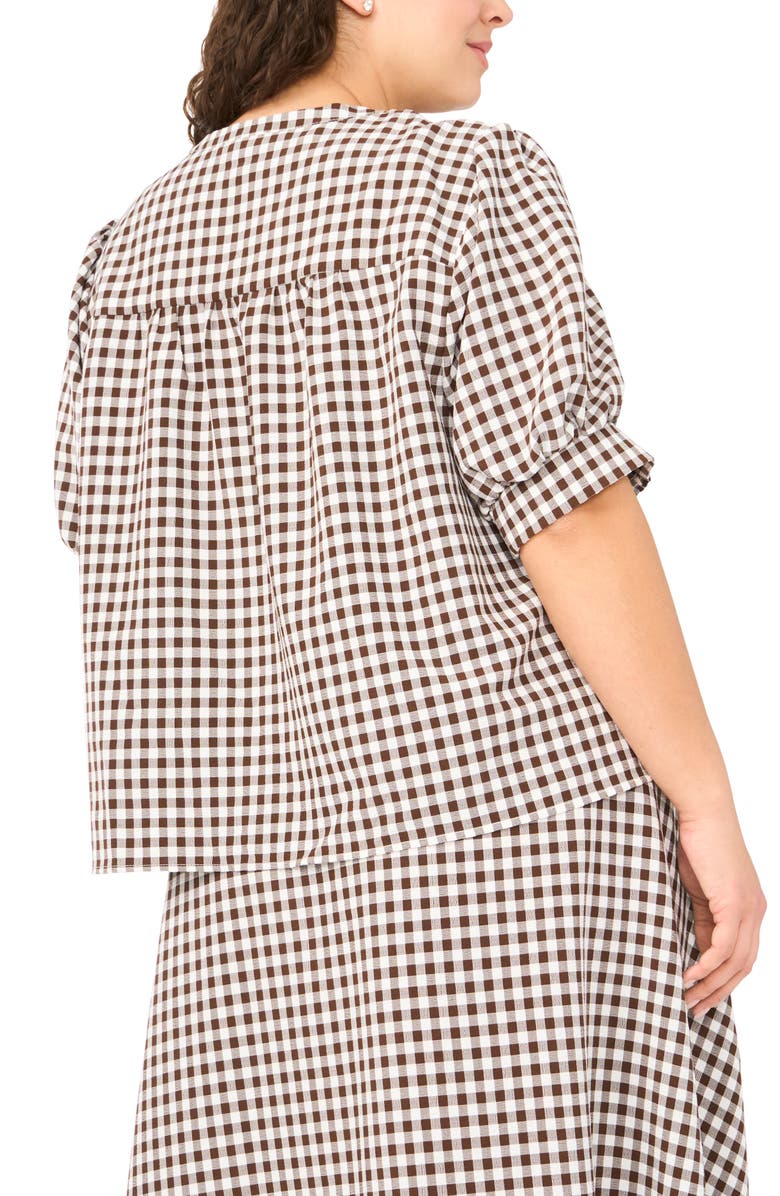 Halogen<sup>®</sup> Puff Sleeve Front Button Top, Alternate, color, Chicory Coffee