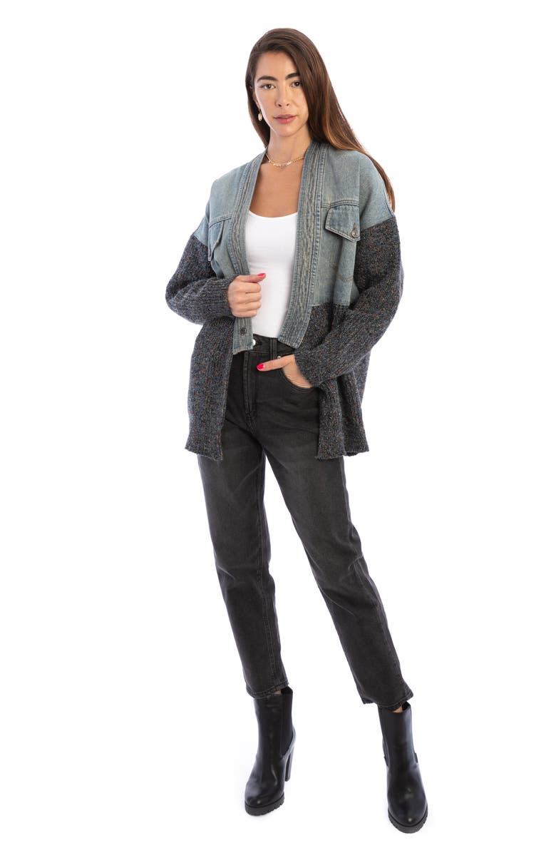 SAACHI Denim Knit Topper Jacket, Alternate, color, Blue