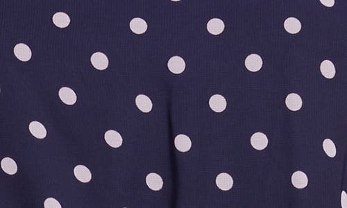 Eliza J Polka Dot Illusion Neck Midi Dress In Navy Lilac