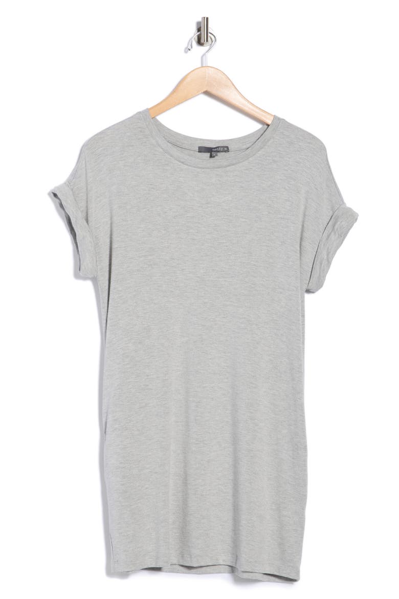 Roll Sleeve Minidress, Alternate, color, HEATHER GREY