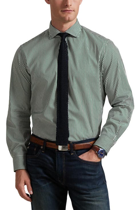 Classic Fit Stripe Cotton Poplin Button-Up Shirt
