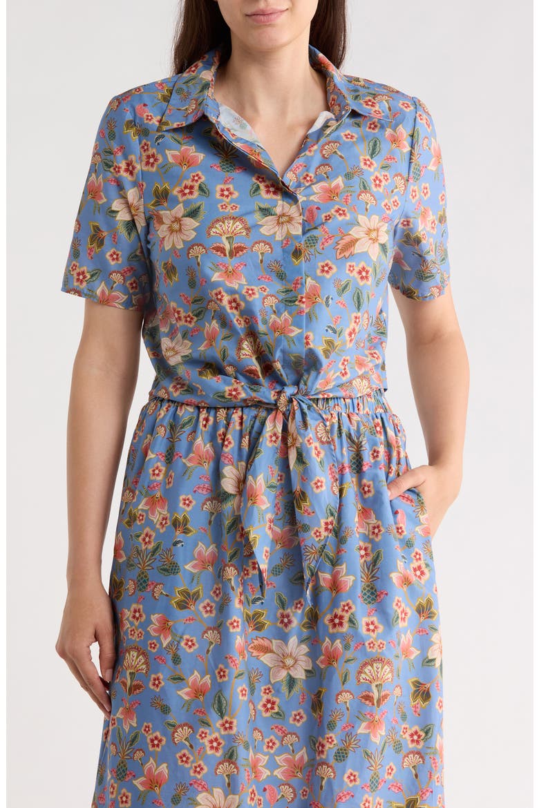 Tie Front Short Sleeve Button-Up Shirt, Main, color, BLUE WILD FLOWER PRINT