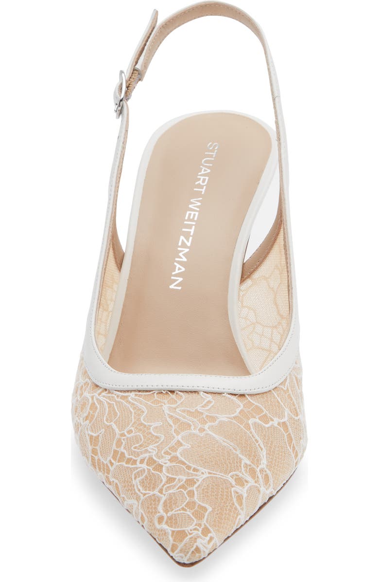 Stuart Weitzman Stuart Power 75 Pointed Toe Slingback Pump, Alternate, color, Blanco/ Beige/ Blanco