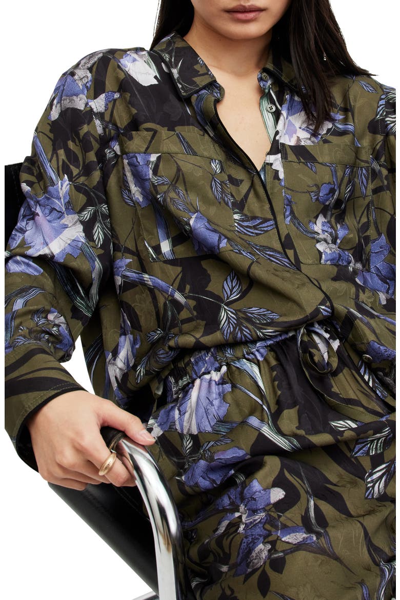 Eve Batu Floral Button-Up Shirt, Alternate, color, DEEP KHAKI GREEN