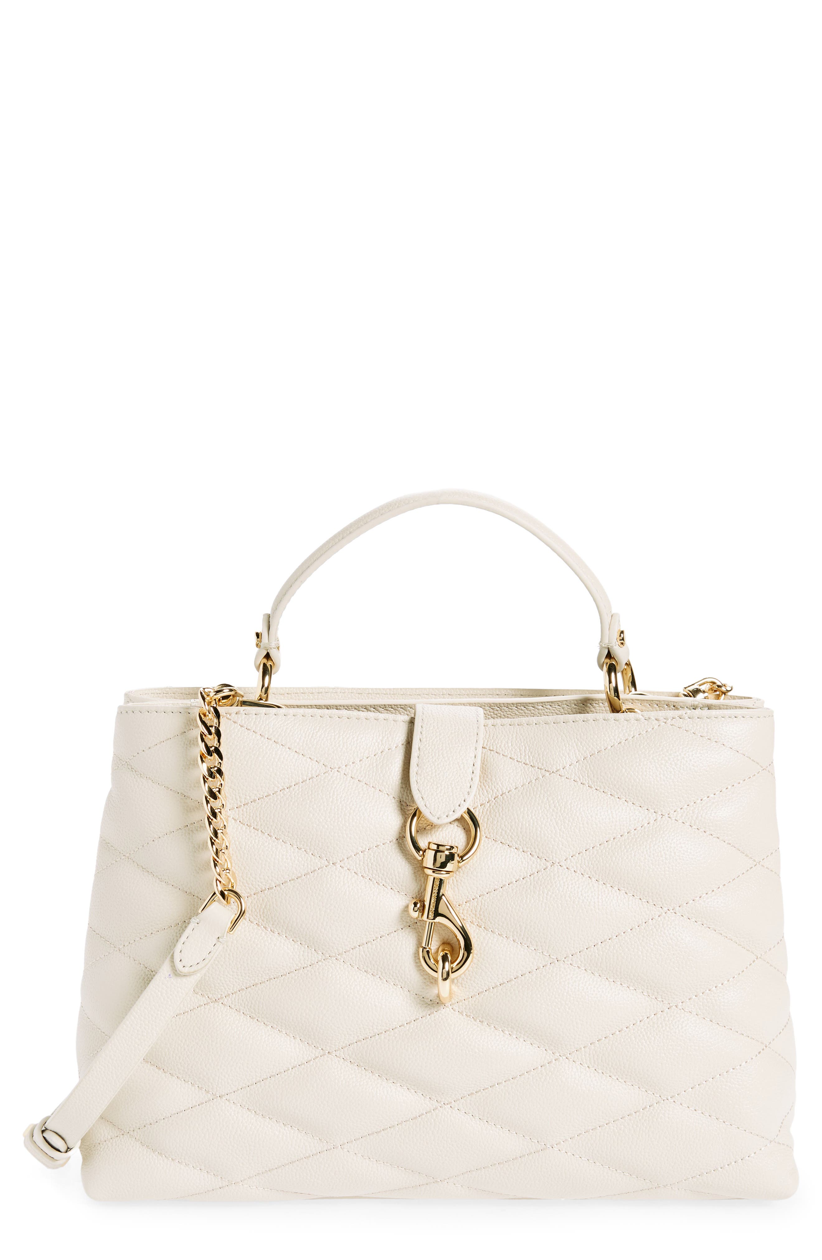 Rebecca Minkoff Edie Quilted Leather Top Handle Satchel, Main, color, 