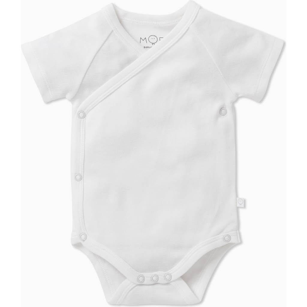 Mori Kids' Short Sleeve Kimono Bodysuit In White