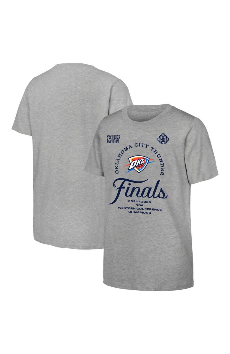 Outerstuff Youth  Gray Oklahoma City Thunder 2025 Western Conference Champions Locker Room T-Shirt, Alternate, color, 