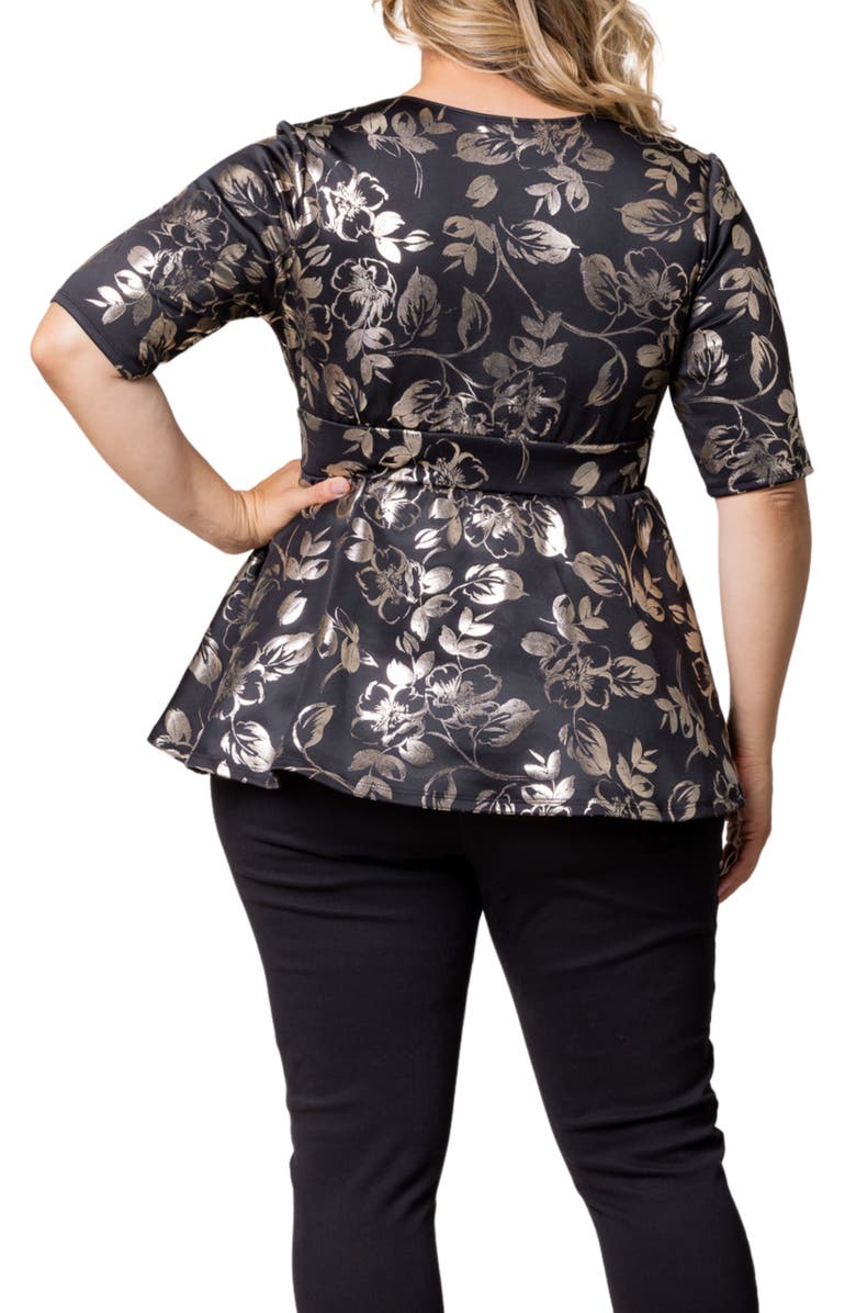 Kiyonna Cherished Sweetheart Peplum Top, Alternate, color, Gilded Noir