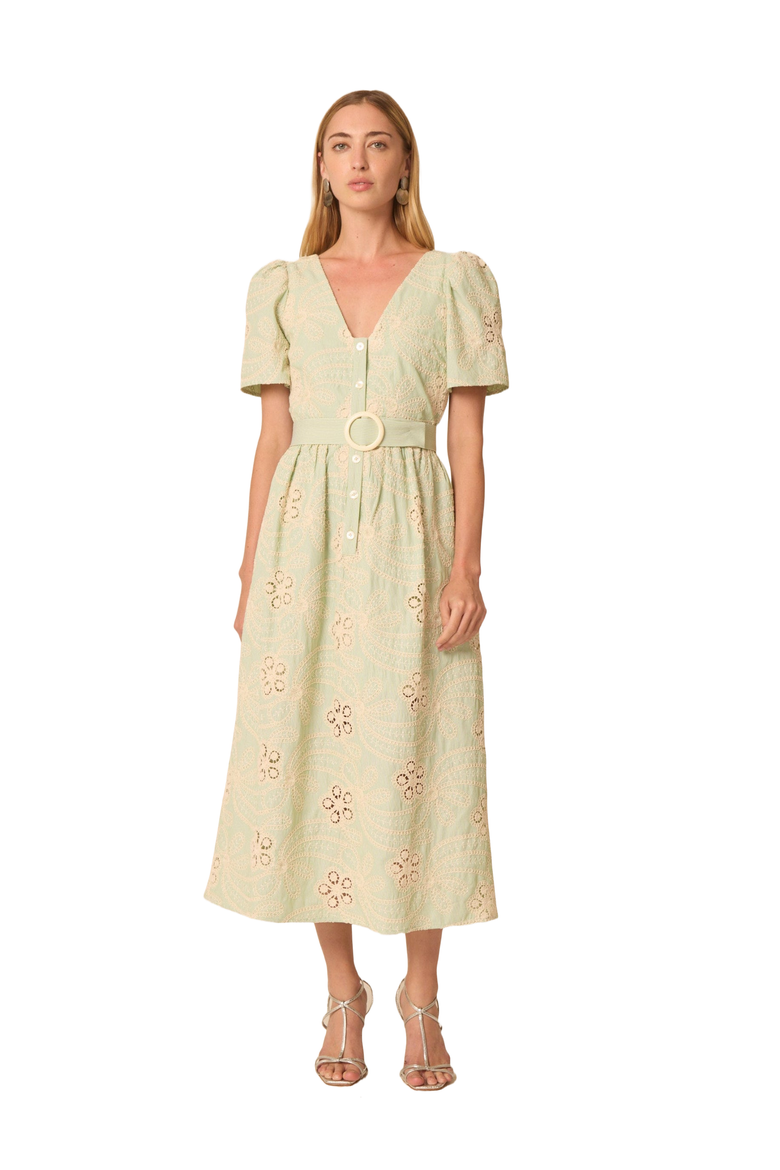 Mallory Dress, Main, color, Green stripe embroidery