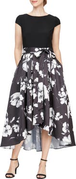 SL FASHIONS Floral High-Low Cocktail Dress