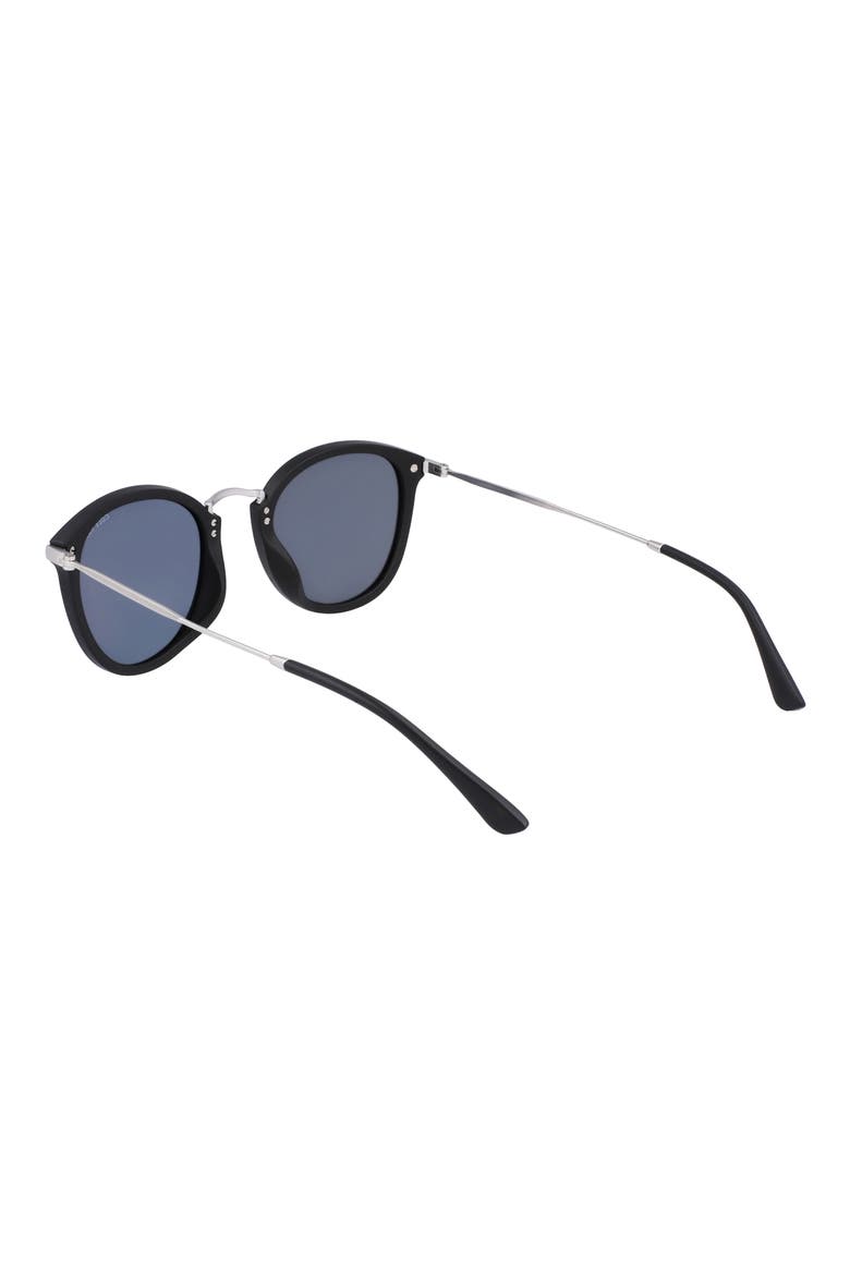50mm Polarized Round Sunglasses, Alternate, color, BLACK