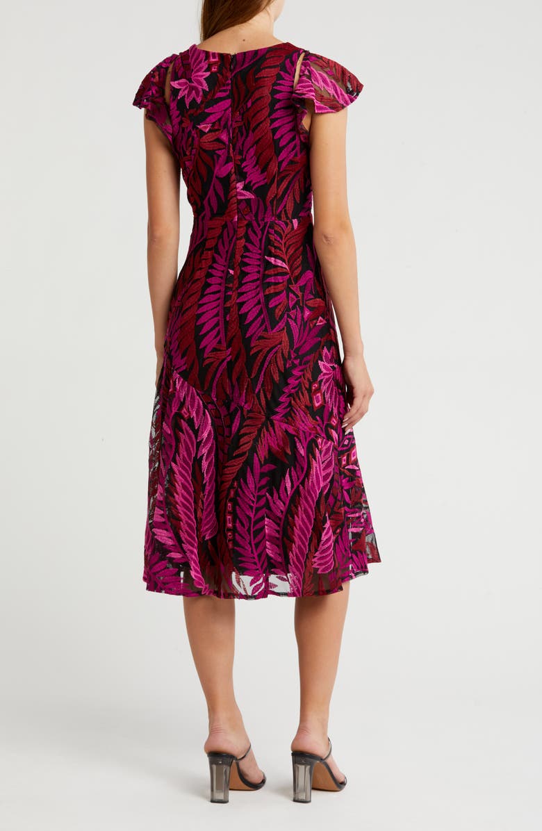 Sam Edelman Laurel Embroidered Leaf Dress, Alternate, color, Dark Pink