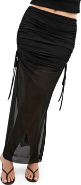 City Chic Shelly Ruched Mesh Midi Skirt