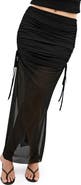 City Chic Shelly Ruched Mesh Midi Skirt