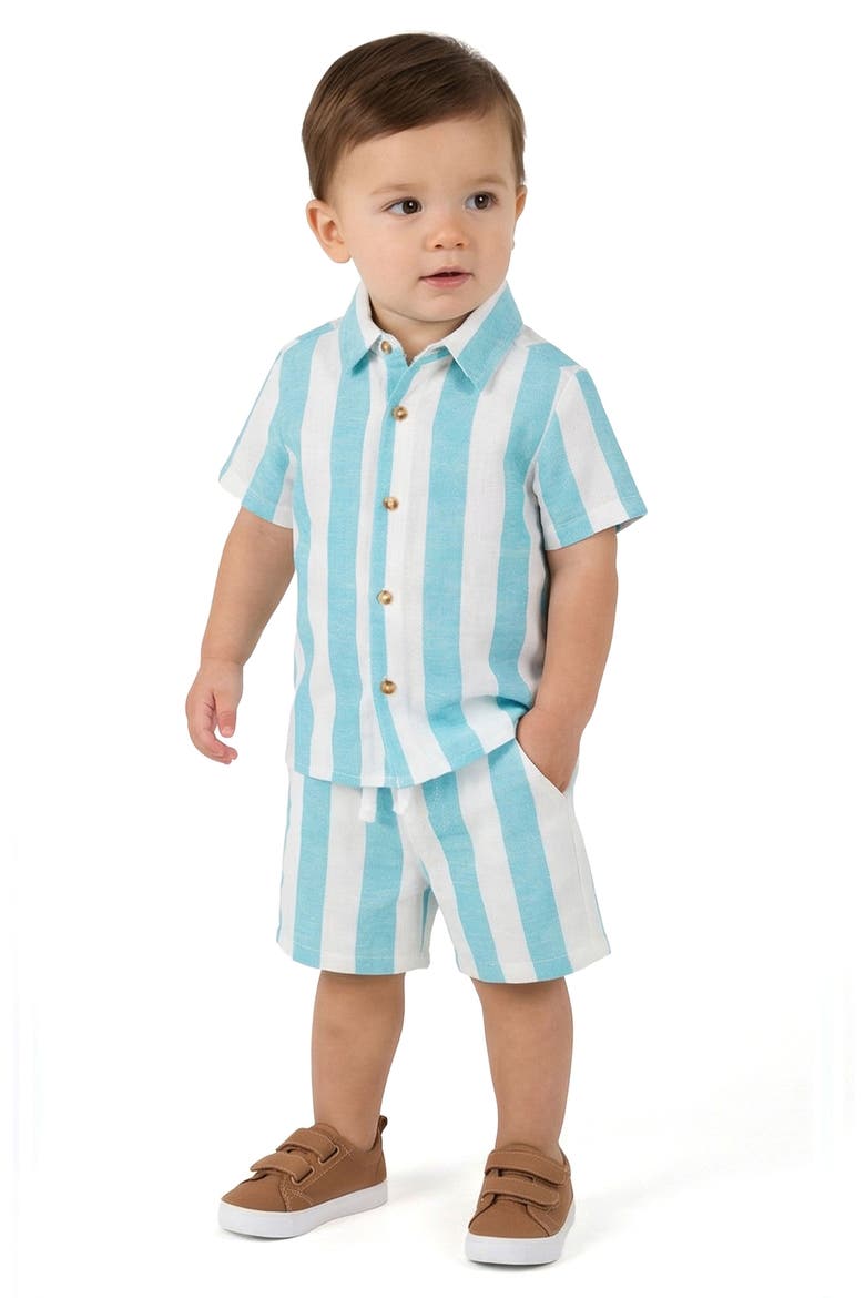 Oxford Cotton Button-Up Shirt & Shorts, Alternate, color, GREEN