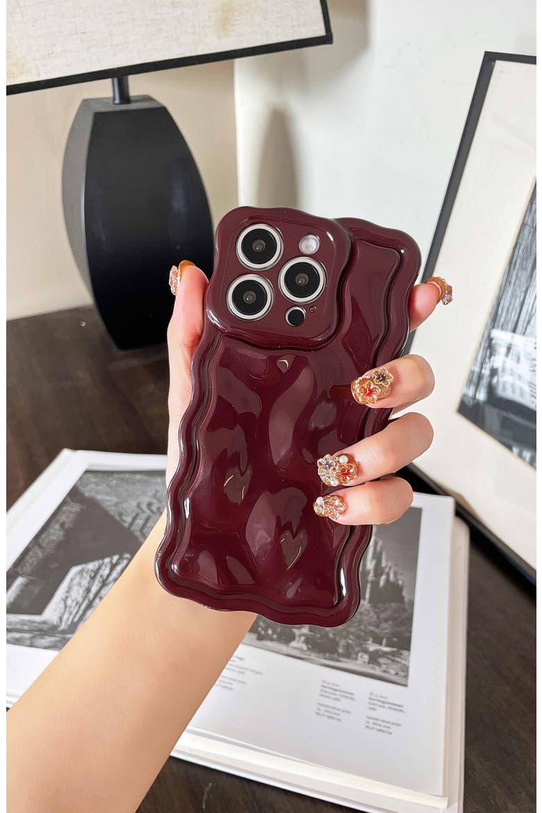 Meteorite Wavy iPhone 15 Pro Phone Case, Alternate, color, WINE