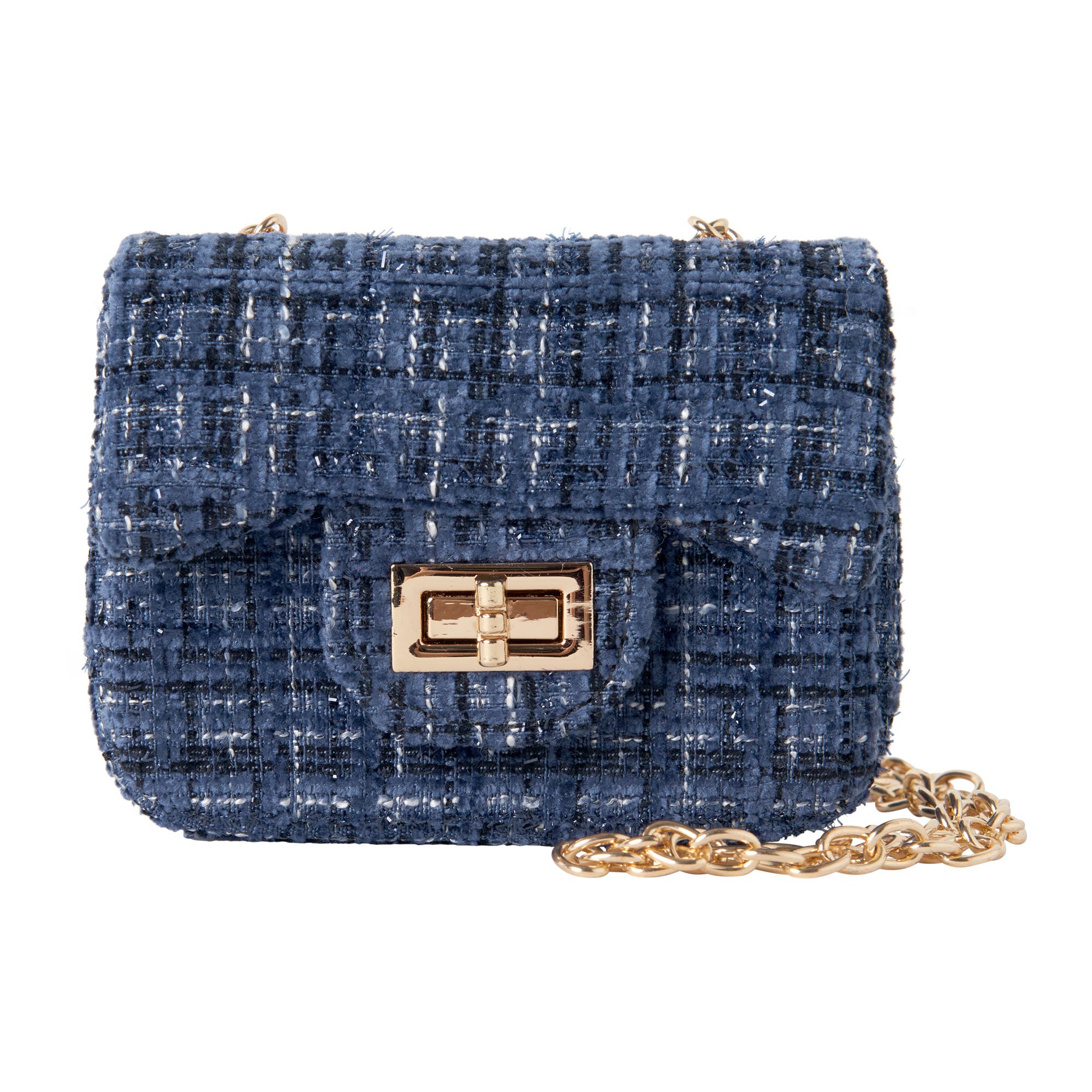 Tweed Cross Body Bag, Main, color, Navy