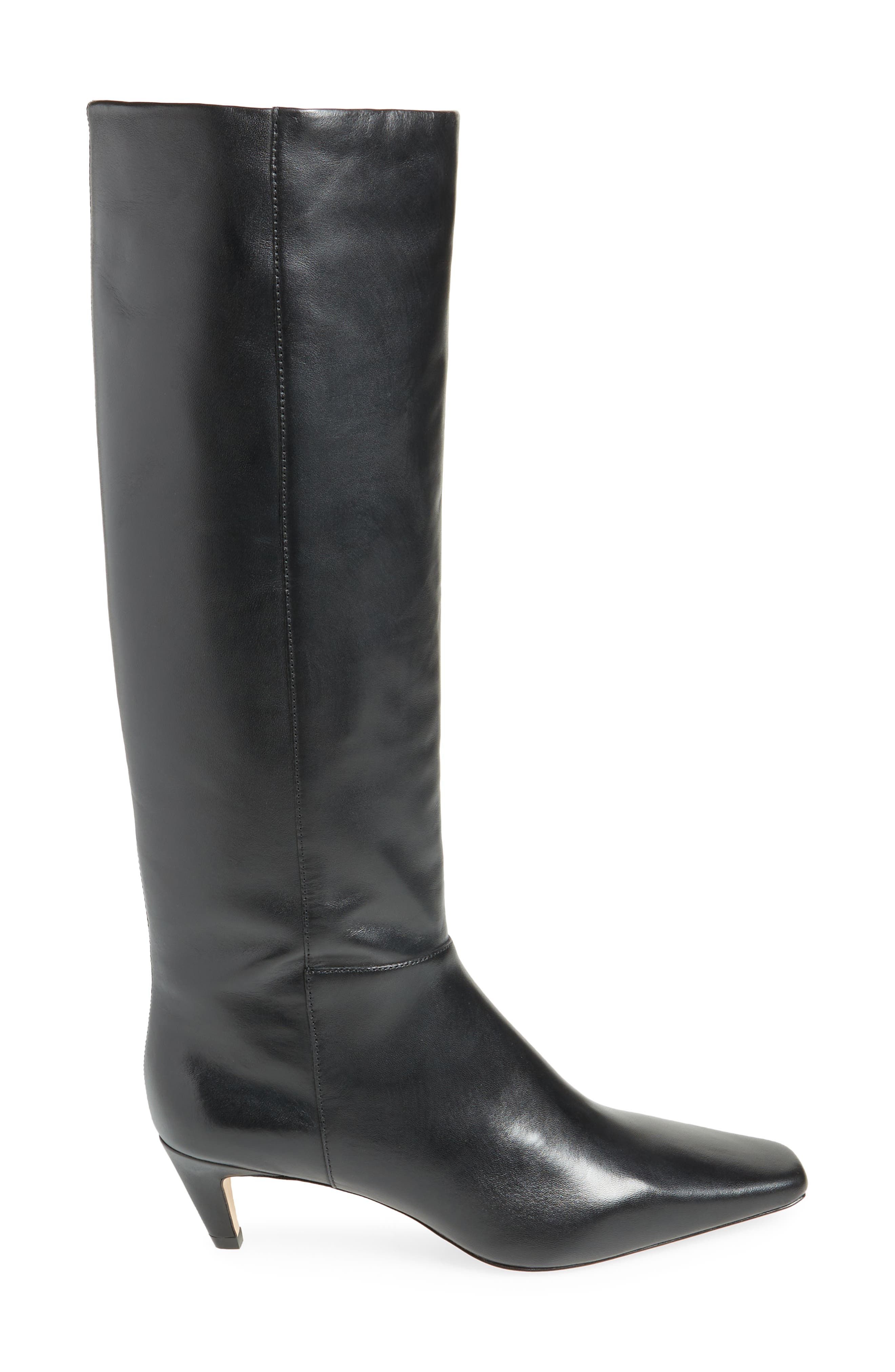 Reformation Remy Knee High Kitten Heel Boot, Alternate, color, Black Leather
