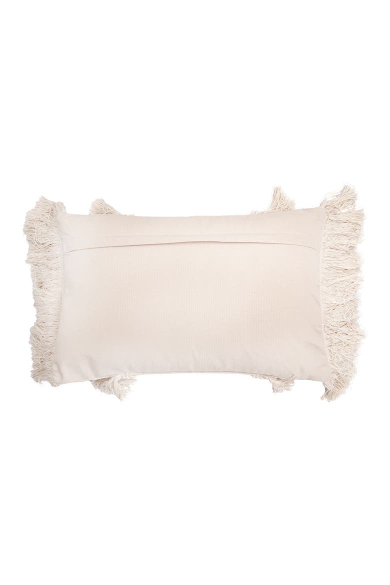 Creative Co-Op Cotton and Chenille Woven Lumbar Pillow with Fringe, Cream, Cover Only, Alternate, color, Cream