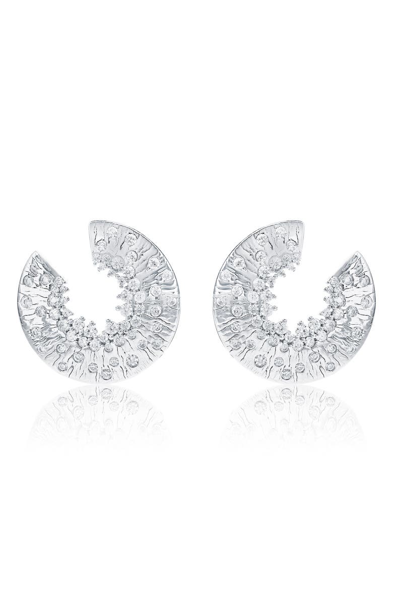 SUZY LEVIAN Open Circle Cubic Zirconia Crescent Stud Earrings, Main, color, White