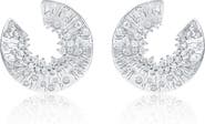 SUZY LEVIAN Open Circle Cubic Zirconia Crescent Stud Earrings