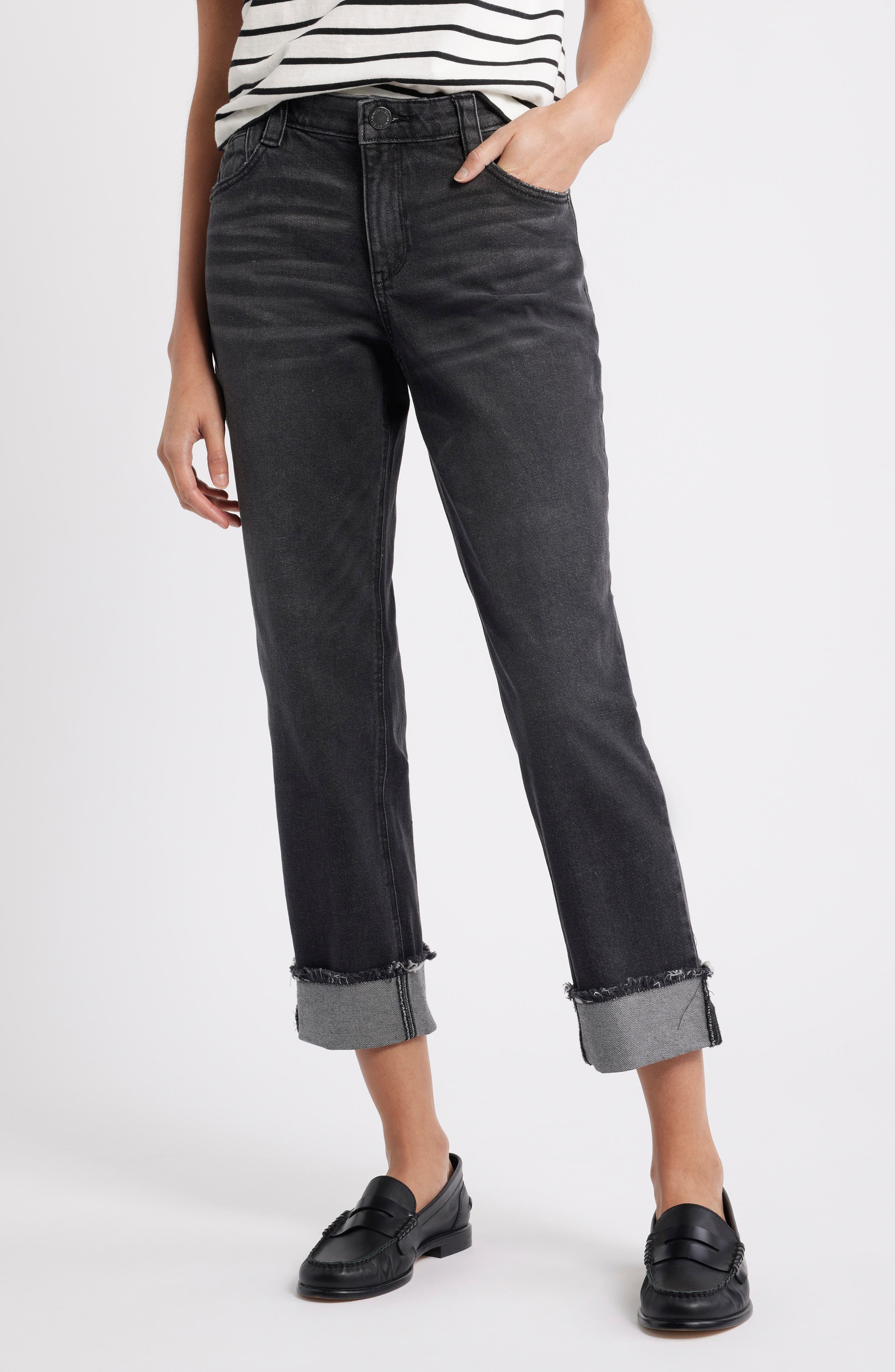 Wit & Wisdom High Waist Fray Hem Jeans