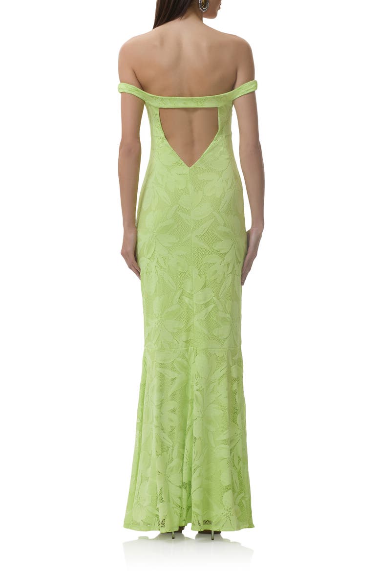 Morgan Floral Mesh Off the Shoulder Dress, Alternate, color, LIME ESSENCE